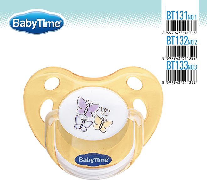 Babytime  Silikon Damaklı Koruyucu Kapaklı Akide Gövdeli Emzik BT131-1 (0-6 ay)