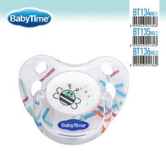 Babytime Silikon Damaklı Koruyucu Şeffaf Gövdeli Desenli Emzik BT134-1 (0-6 ay)