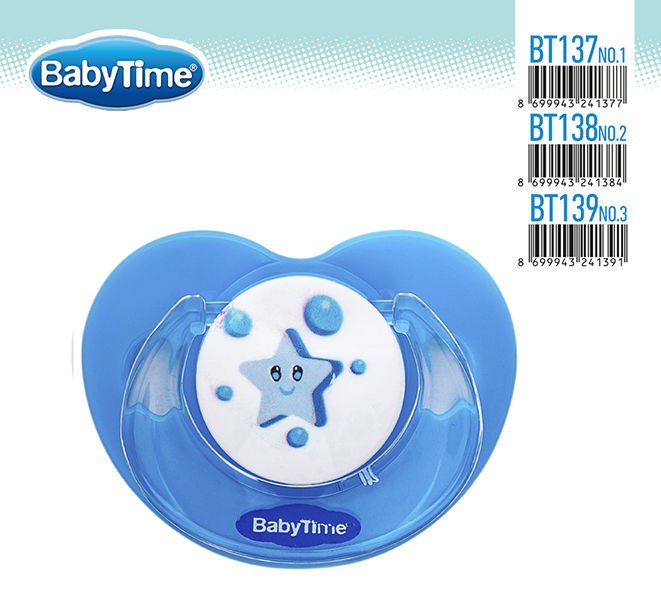 Babytime Silikon Damaklı Koruyucu Kapaklı Mat Gövdeli Emzik BT137-1 (0-6 ay)