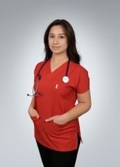 Formed Likralı Kumaş Kadın Üst Kırmızı + Alt Siyah Doktor Hemşire Forması