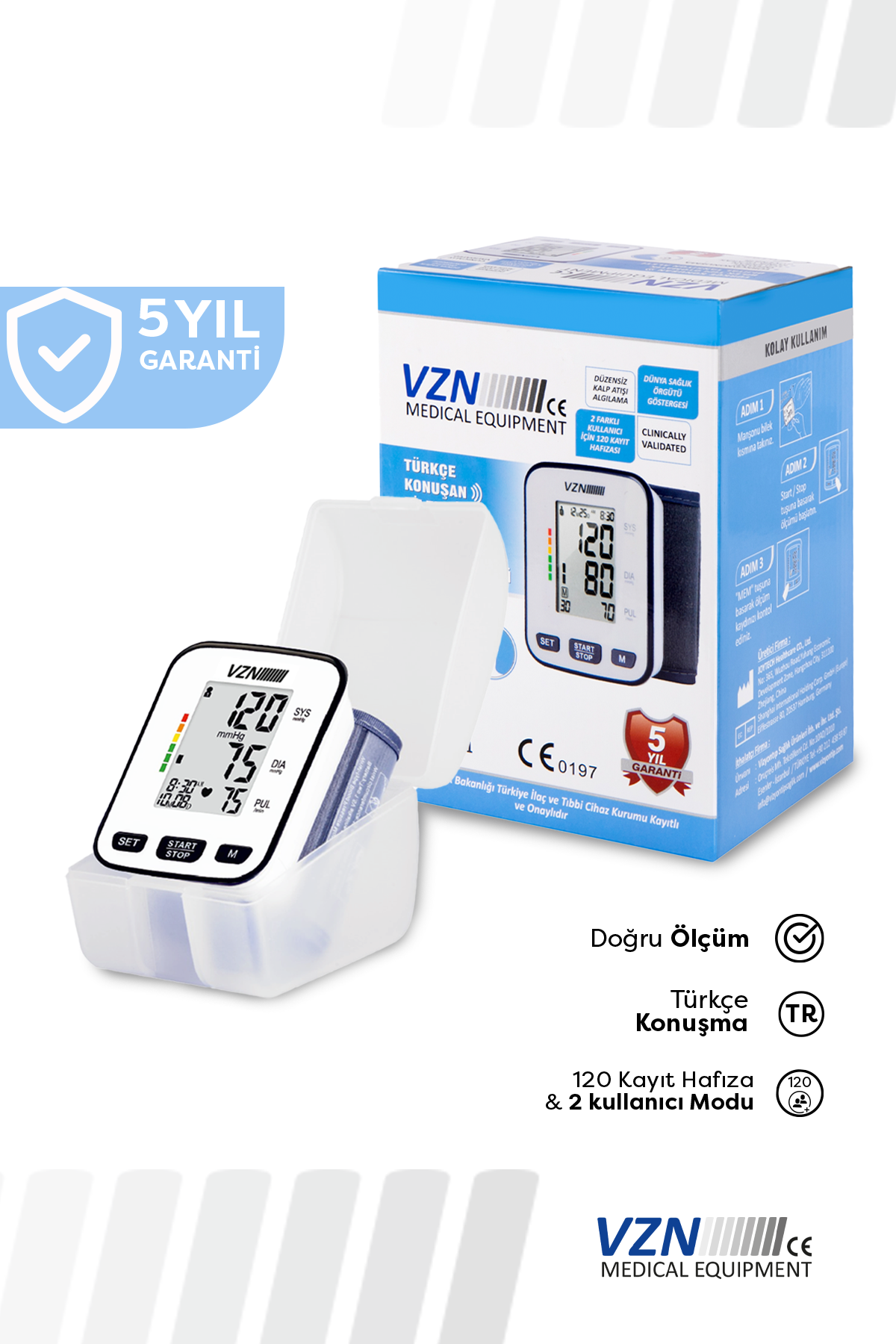 Tansiyon Aleti VZN Bilekten Ölçer Konuşan