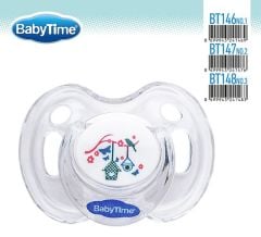 Babytime Silikon Kiraz Uçlu Koruyucu Kapaklı Şeffaf Desenli Emzik BT148-3 (18 ay ve üzeri)