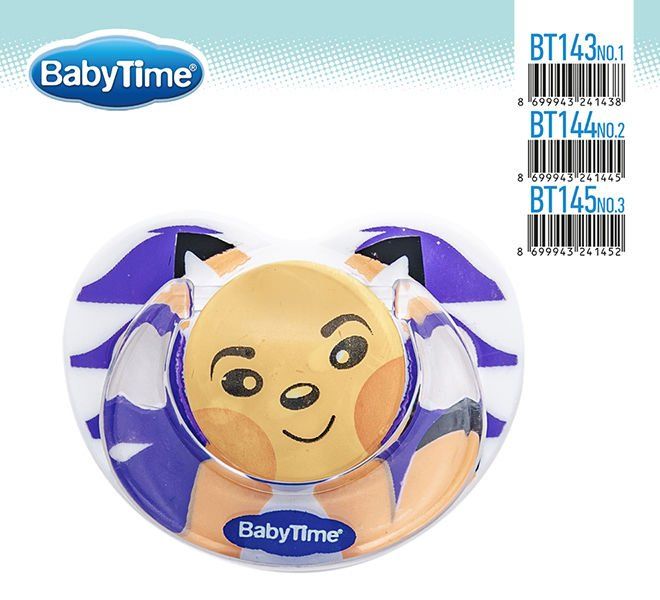 Babytime Silikon Damaklı Koruyucu Kapaklı Desenli Emzik BT145-3 (18 ay ve üzeri)