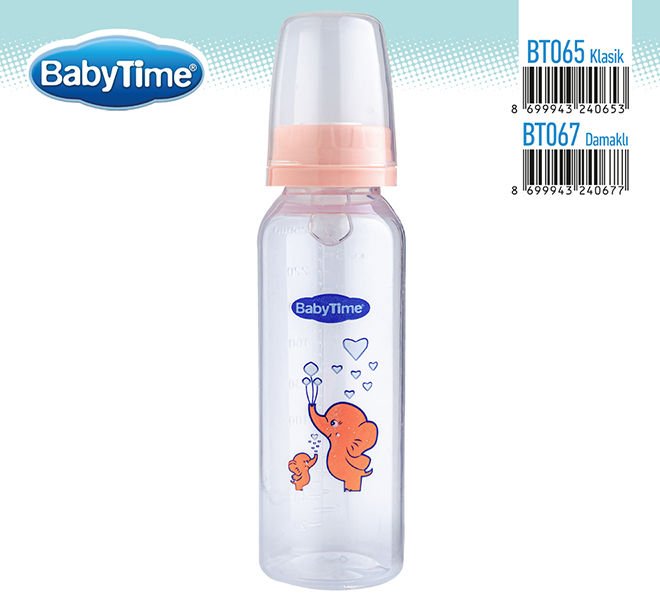 Babytime Klasik PP Biberon (Silikon Damaklı Uçlu) 250 ml BT067