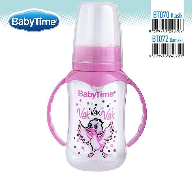 Babytime Kulplu PP Biberon (Silikon Kiraz Uçlu) 150ml BT070