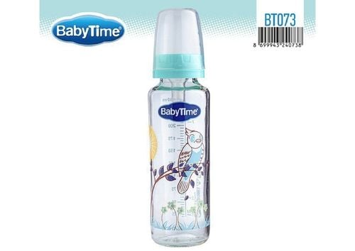 Babytime Klasik Cam Biberon (Silikon Kiraz Uçlu) 225ml BT073