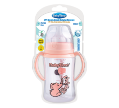 Babytime Geniş Ağız Kulplu PP Biberon (Silikon Uçlu) 250ml BT077