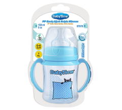 Babytime Geniş Ağız Kulplu  PP Biberon (Silikon Uçlu) 150ml BT078
