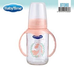 Babytime Kulplu Cam Biberon (Silikon Kiraz Uçlu) 125ml BT080