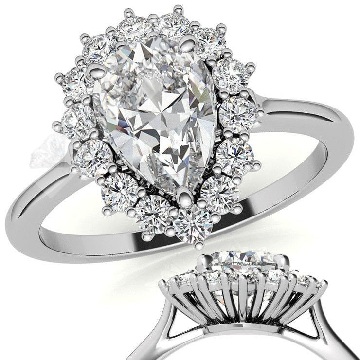 2 karat mozanit taşlı yüzük damla katedral model -dml44