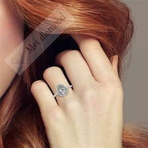 2 karat mozanit taşlı yüzük damla katedral model -dml44