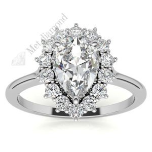 2 karat mozanit taşlı yüzük damla katedral model -dml44