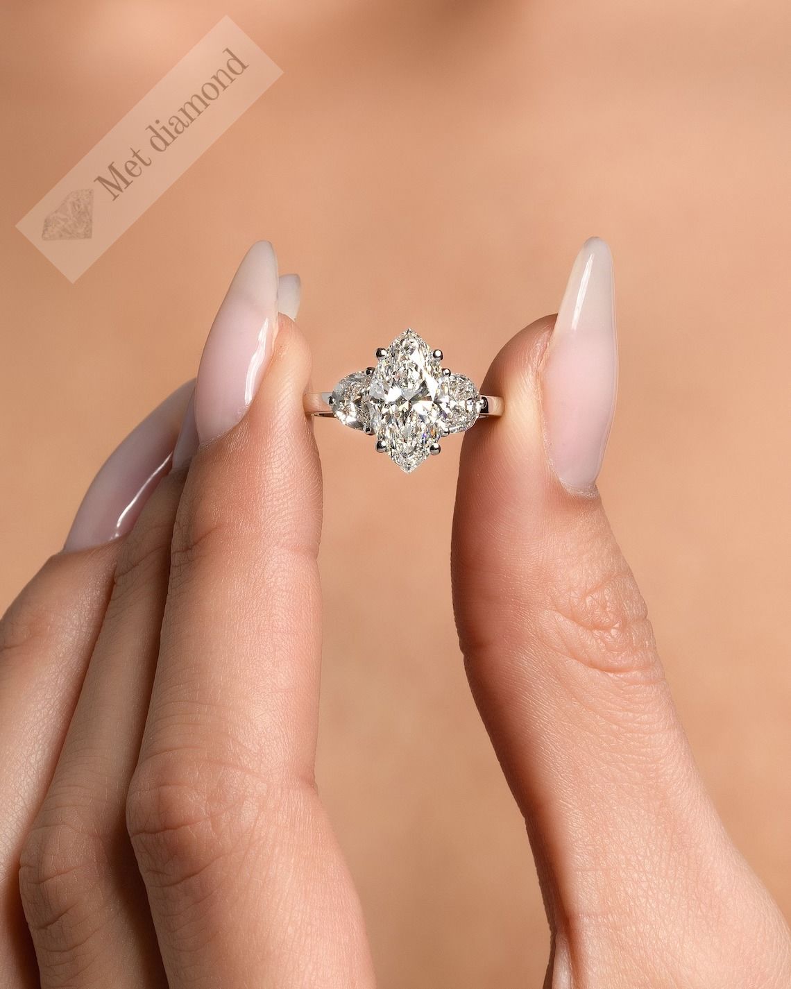 3 karat markiz kesim mozanit taşlı yüzük - mar02