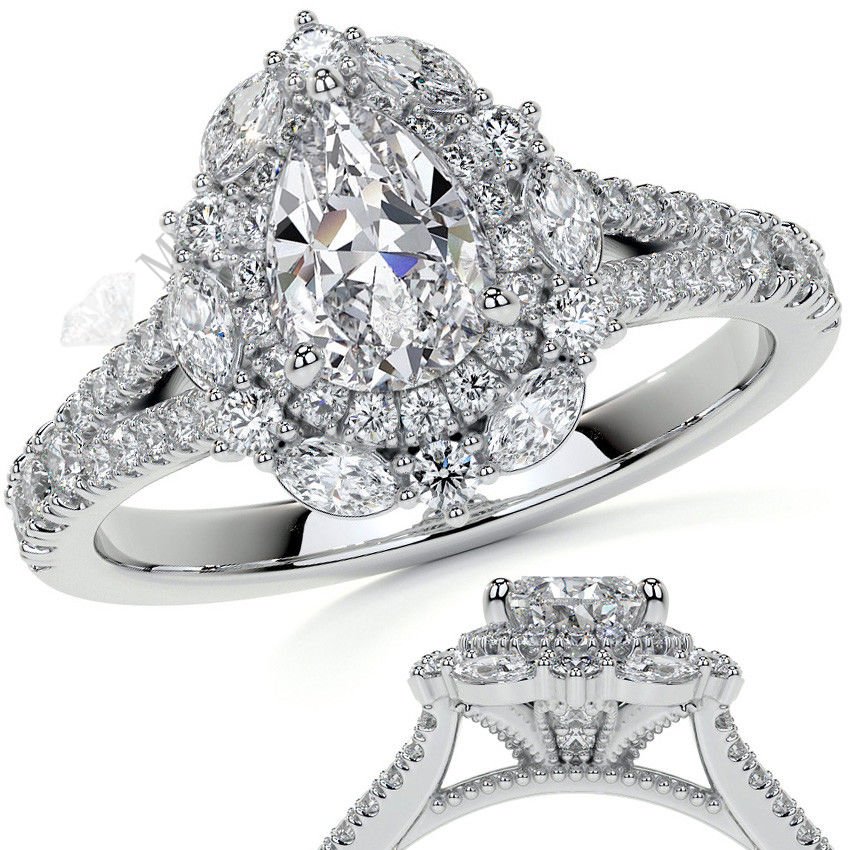 1,70 karat mozanit taşlı yüzük halo model - hly55