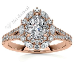 1,70 karat mozanit taşlı yüzük halo model - hly55