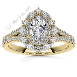 1,70 karat mozanit taşlı yüzük halo model - hly55