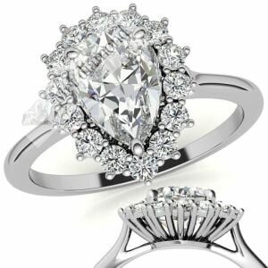 3 karat mozanit taşlı yüzük damla katedral model