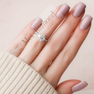 2 karat mozanit taşlı tektaş yüzük mzn688