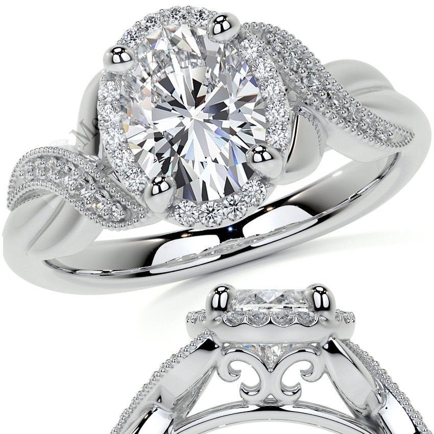 2,30 karat mozanit taşlı yüzük oval kesim