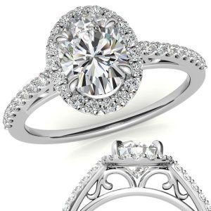 1,50 karat mozanit taşlı yüzük halo model