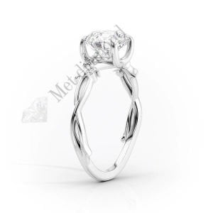 2 karat mozanit taşlı tektaş yüzük mzn690