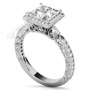 3.50 karat mozanit taşlı yüzük prenses kesim-prs007