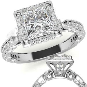 3.50 karat mozanit taşlı yüzük prenses kesim-prs007