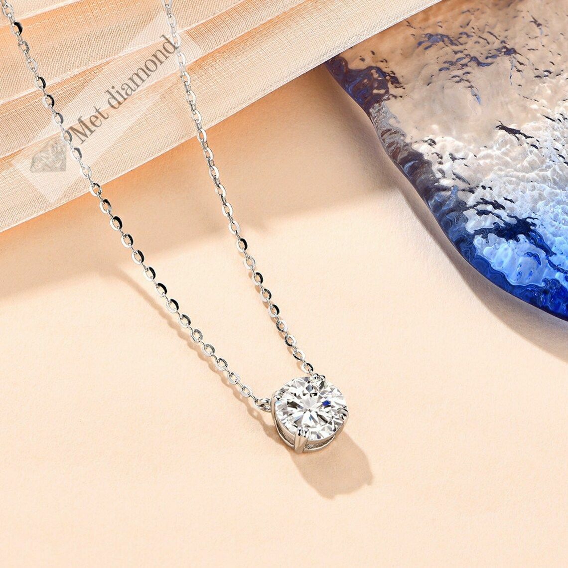 1 karat mozanit pırlanta kolye- kol03