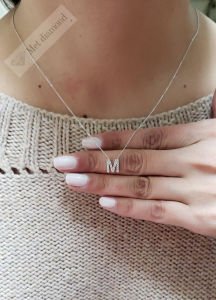 mozanit pırlanta harf kolye TÜM HARFLER - kol06