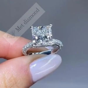 4 karat mozanit taşlı yüzük prenses kesim - prs034