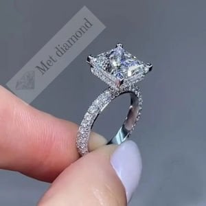 4 karat mozanit taşlı yüzük prenses kesim - prs034