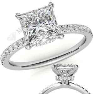 2.50 karat mozanit taşlı yüzük prenses kesim-prs004