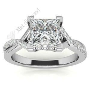 3.50 karat mozanit taşlı yüzük prenses kesim prs006