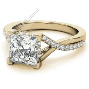 3.50 karat mozanit taşlı yüzük prenses kesim prs006