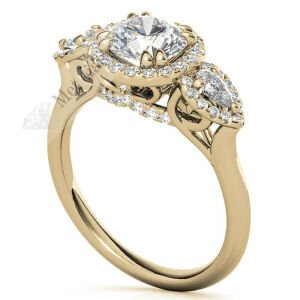 2 karat mozanit taşlı yüzük halo model - hly66