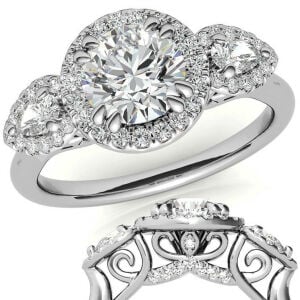 2 karat mozanit taşlı yüzük halo model - hly66