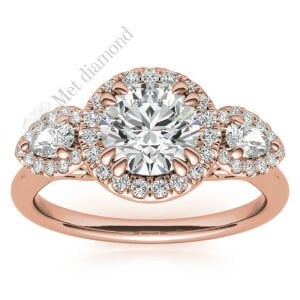 2 karat mozanit taşlı yüzük halo model - hly66