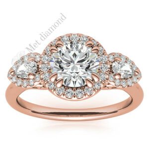 2 karat mozanit taşlı yüzük halo model - hly66