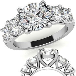 2,50 karat 5 taş mozanit taşlı yüzük