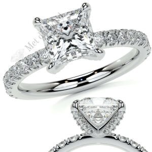 2.50 karat mozanit taşlı  yüzük prenses kesim prs011