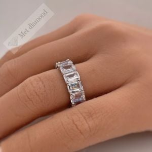 8 karat tamtur mozanit taşlı yüzük baget - mzy38