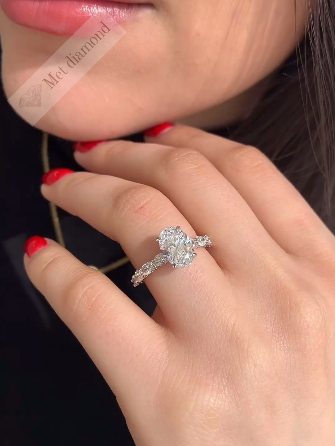 4 karat mozanit taşlı yüzük oval - ov073