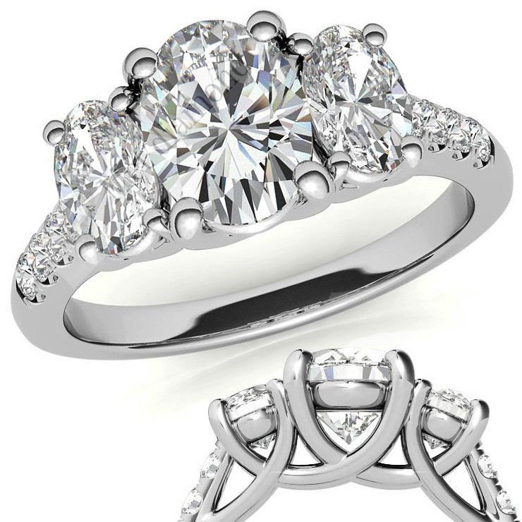 3 karat mozanit taşlı yüzük oval kesim -ov037