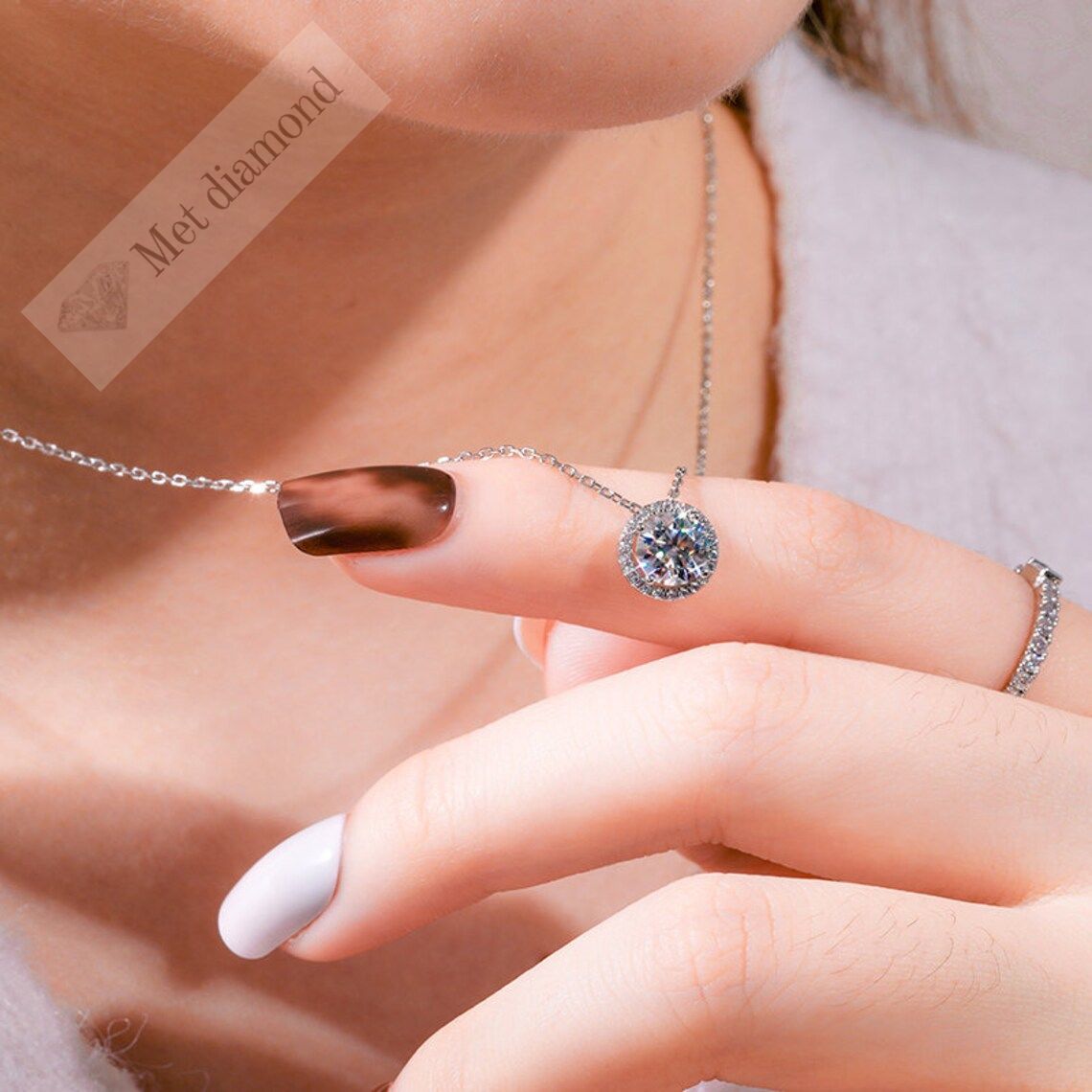 1 karat mozanit taşlı kolye - kol08