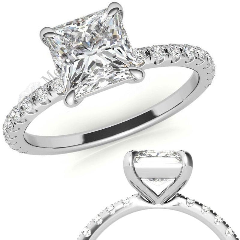 1,30 karat mozanit taşlı  yüzük prenses kesim prs017