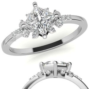 1 karat mozanit taşlı yüzük prenses kesim -prs015