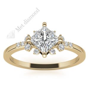 1 karat mozanit taşlı yüzük prenses kesim -prs015