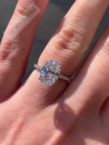 3,50 karat mozanit taşlı tektaş yüzük oval kesim ov066