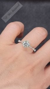 0,50 karat mozanit taşlı yüzük lotus çiçeği mzn99