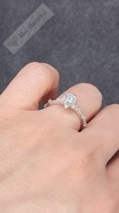0,50 karat mozanit taşlı yüzük lotus çiçeği mzn99